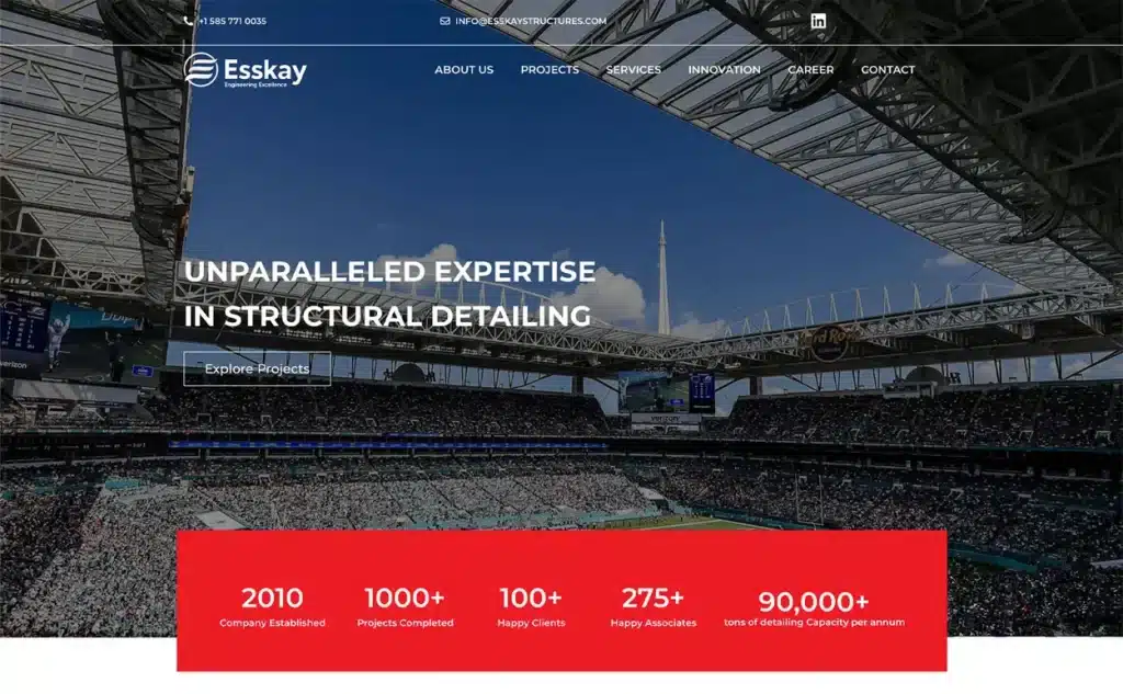 Design websites brands for Esskay Structures on WordPress & Elementor Pro