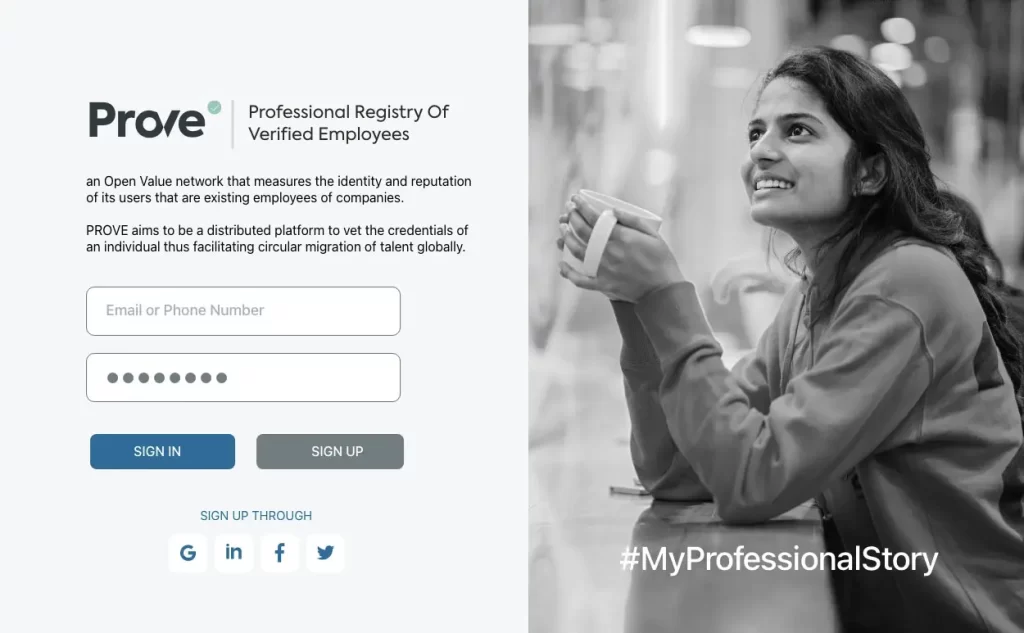 Product Design, design websites brands for PROVE Professional Registry of Verified Employees